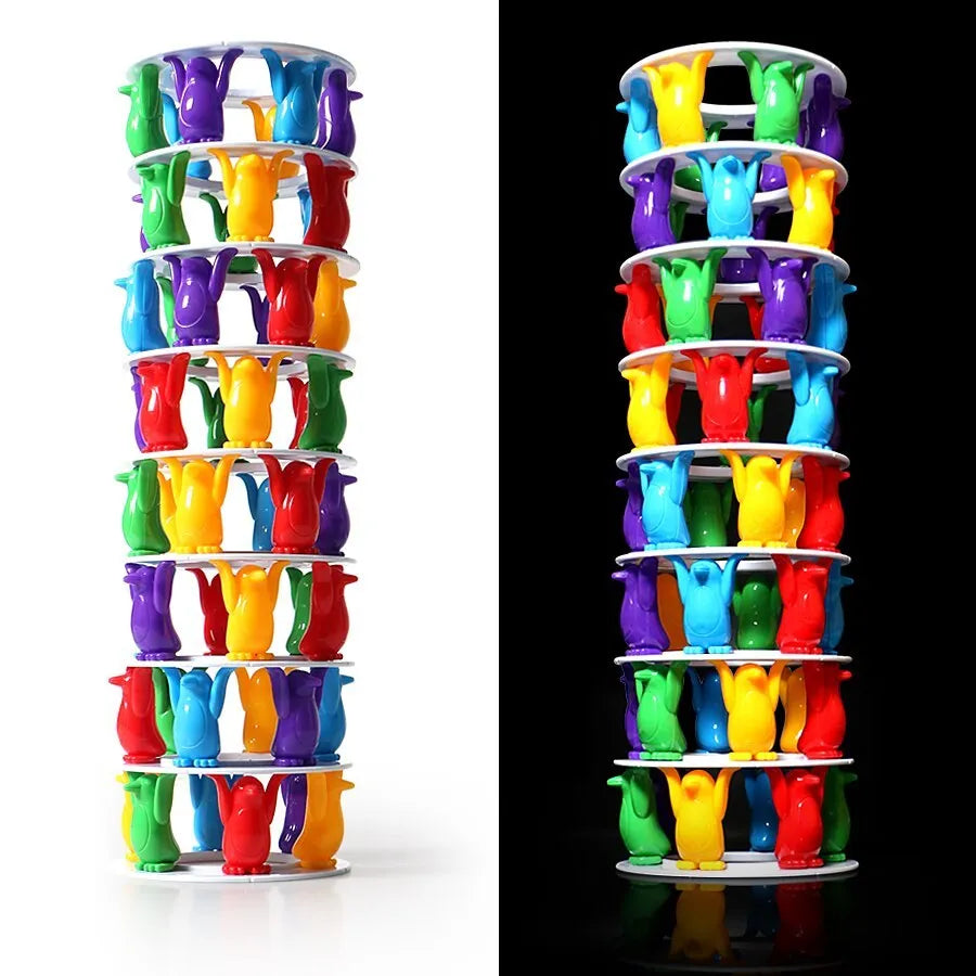 Penguin Tower Collapse desktop balance game, plastic stacking tower toy for children aged 4-6
