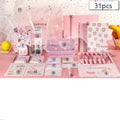 Stationery gift set with B5 and A5 notebooks, pens, ruler, correction bands, and oil pen bag.