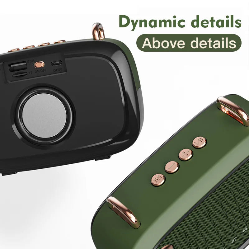 Compact portable Bluetooth speaker in black with USB port and control buttons