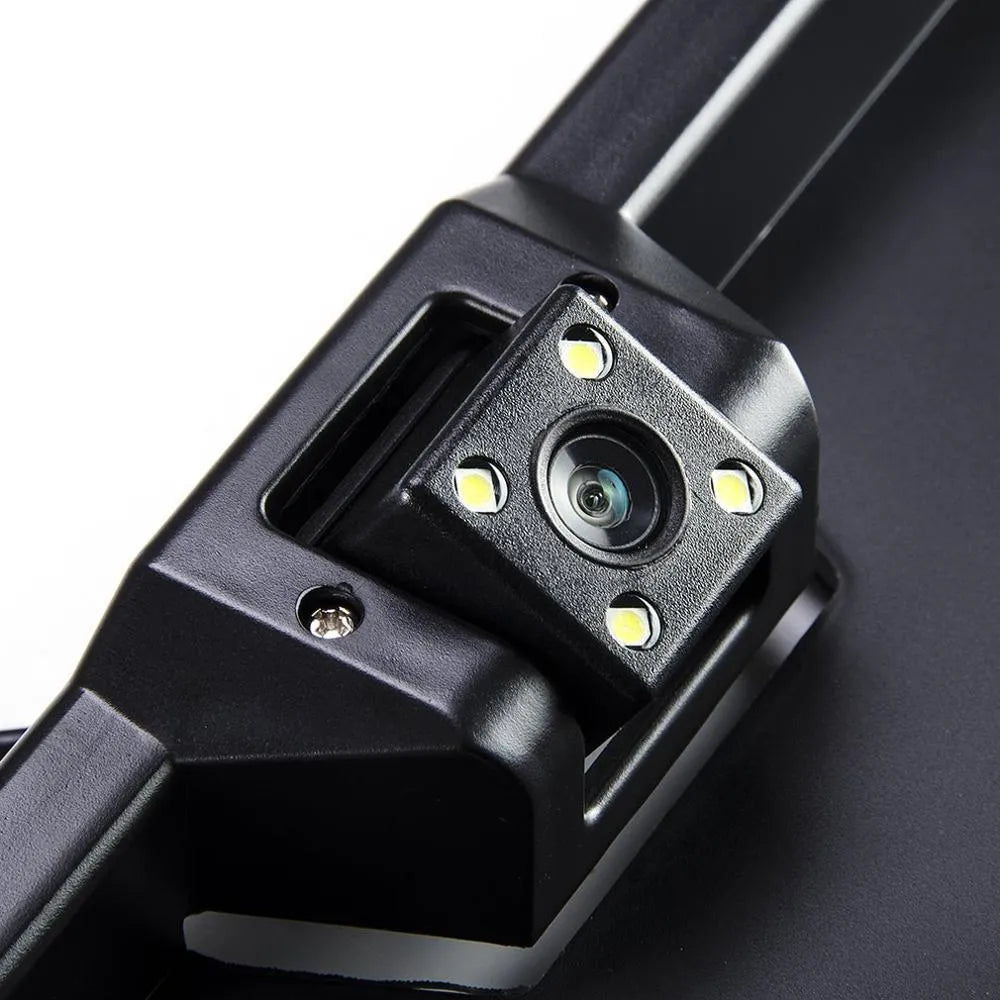 European license plate reversing camera with 4 LED night vision lights in black finish