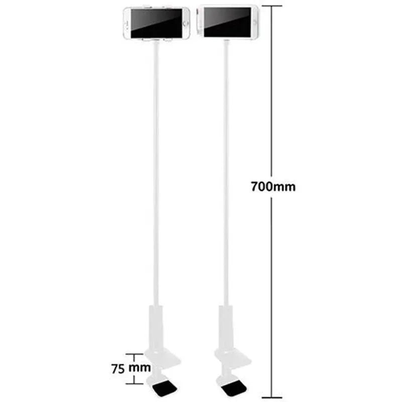 Black and white flexible mount holder with adjustable clamp and suction cup base holding a tablet