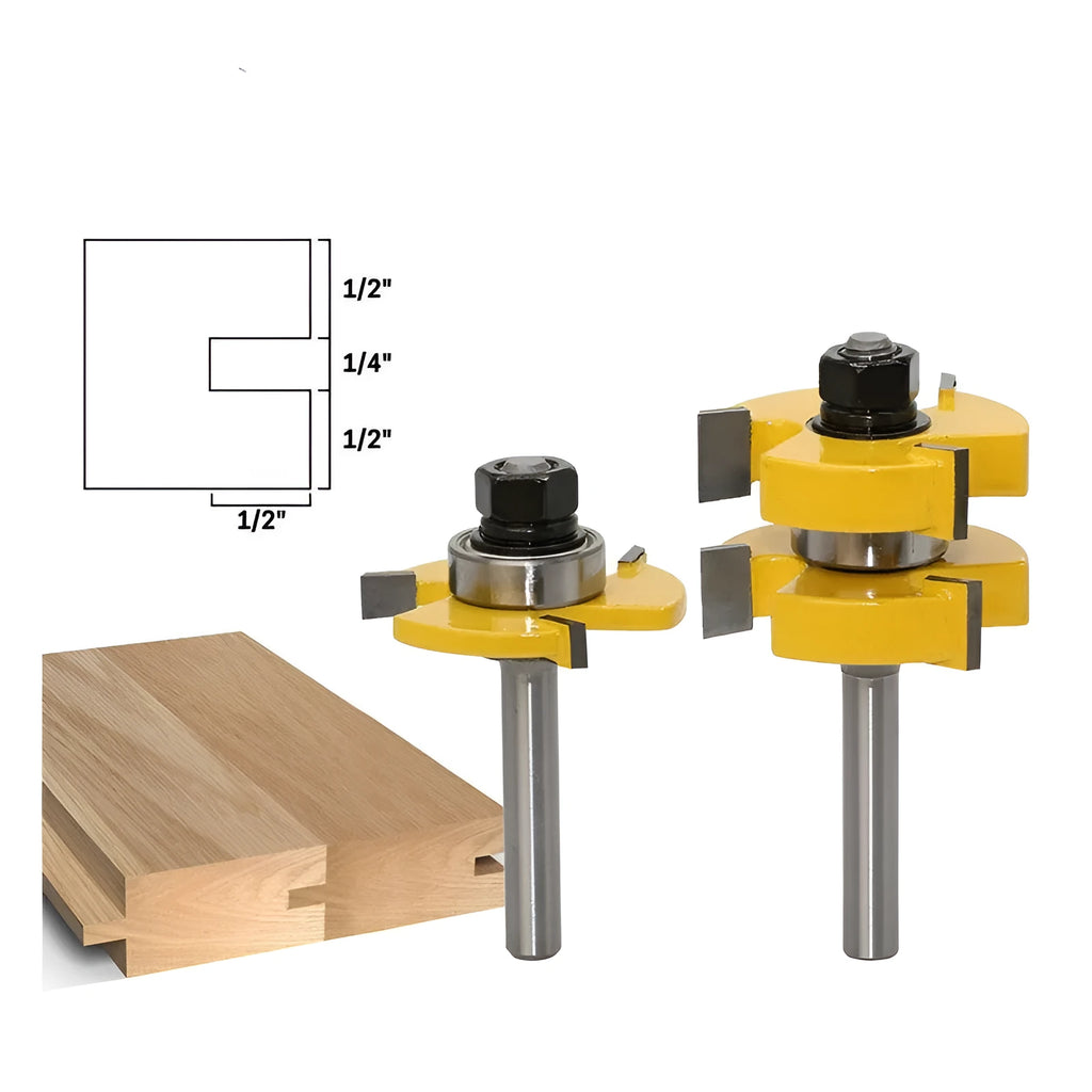 Carbide T-slot milling cutter for woodworking with 8mm shank diameter and straight handle