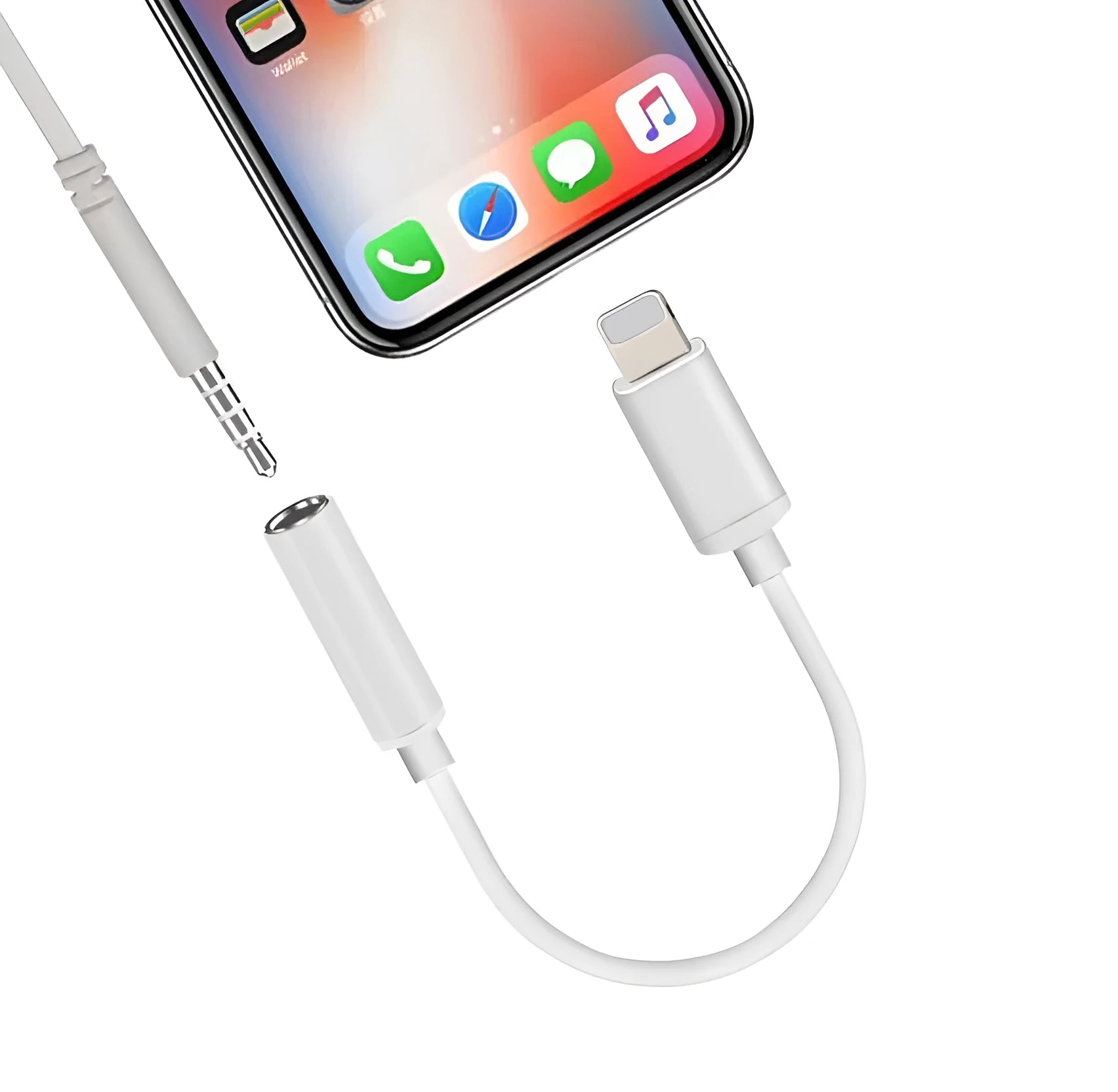 White Lightning to 3.5mm audio adapter for iPhone 7 and compatible models