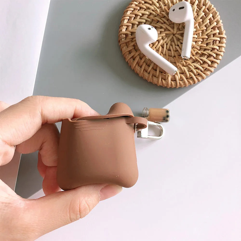 Milk tea silicone back cover for AirPods purple TPU soft shell