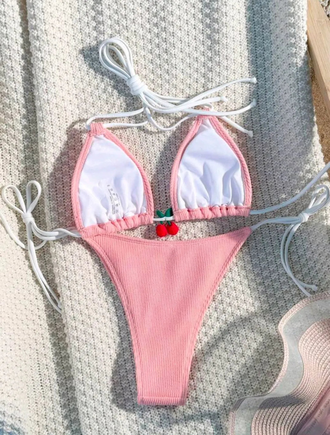 Nylon bikini swimsuit briefs in a solid colour on a mannequin