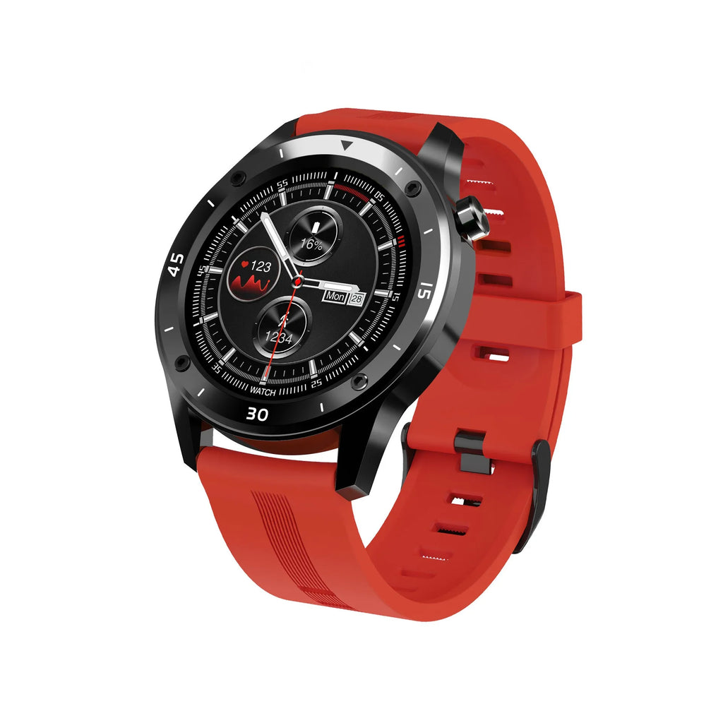 F22 smartwatch with 1.54 inch screen on TPU wrist strap in black, green or red colours