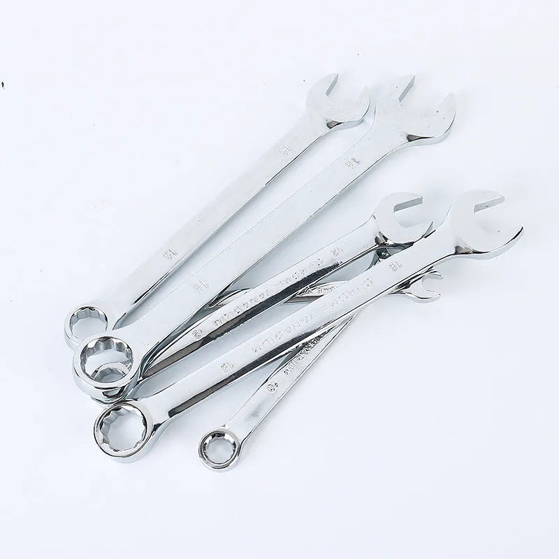 61-piece chrome vanadium steel auto repair socket and wrench set in a box.