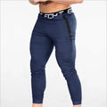 Men's cotton fitness sweatpants in black, grey, and navy blue for running and gym