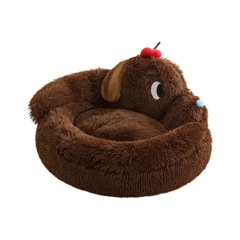 A plush, basket-style sofa bed for small dogs and cats, shown in medium and large sizes.