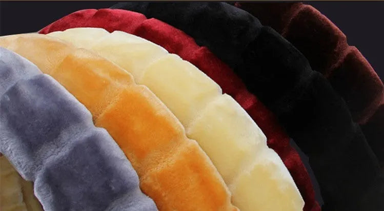 Loop velvet steering wheel cover in red with 800g heavy plush, fits 37-38cm diameter wheels