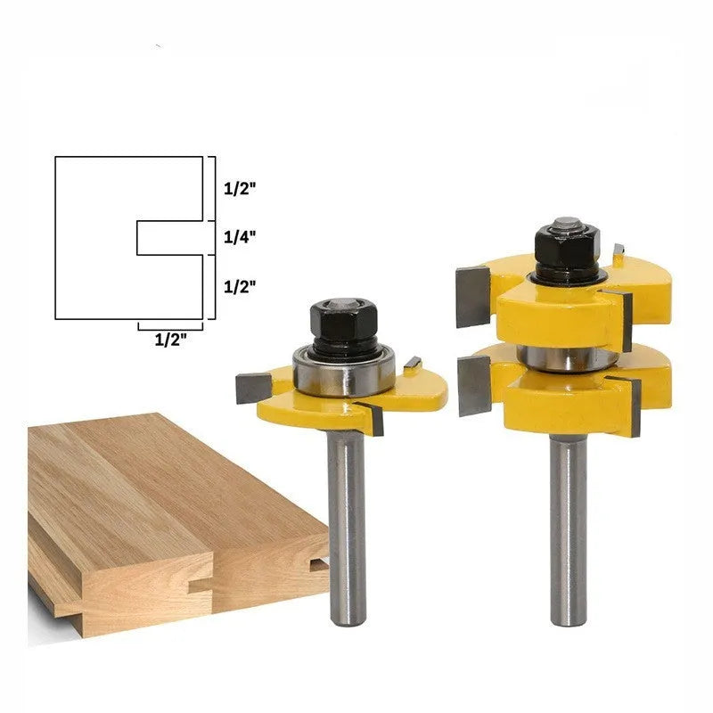 Carbide T-slot milling cutter for woodworking with 8mm shank diameter and straight handle