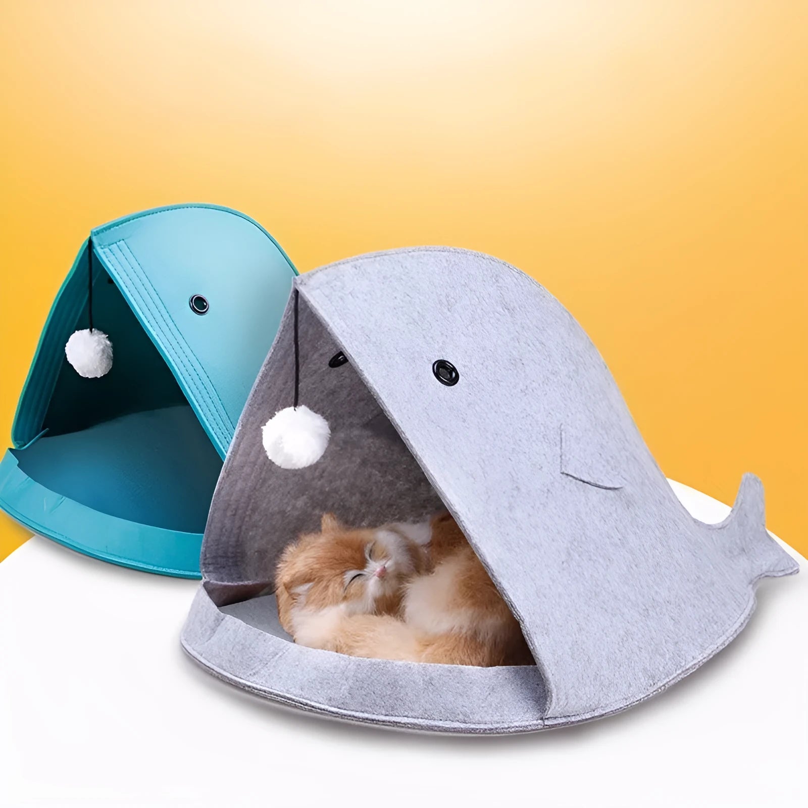 Foldable felt pet nest 40x40x50cm in grey colour with removable cover