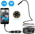 OWSOO USB endoscope camera with 5m cable, 6 LED lights, hook, magnet, and side mirror for Android and computer inspection