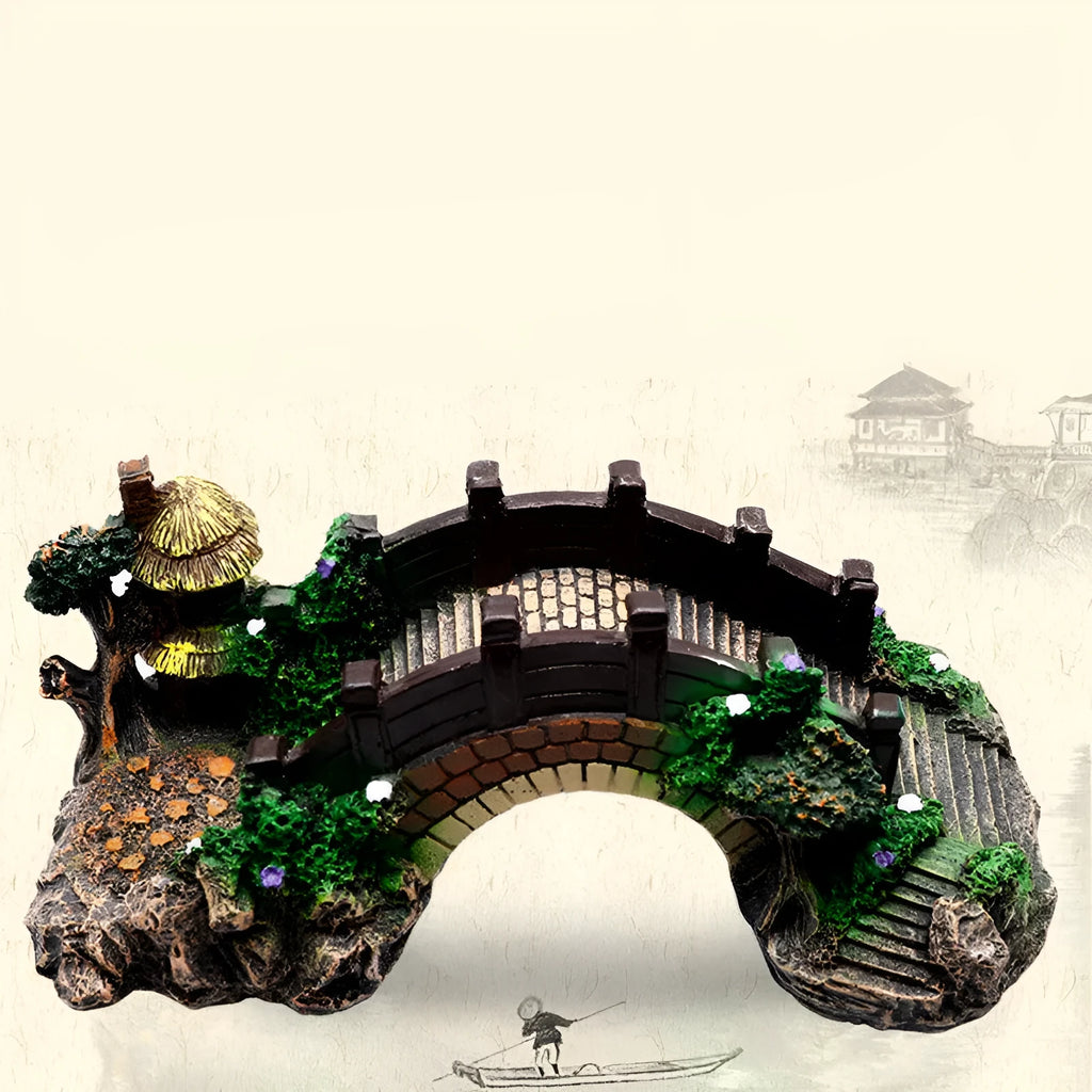 Resin aquarium landscape bridge ornament with arch cave in fish tank