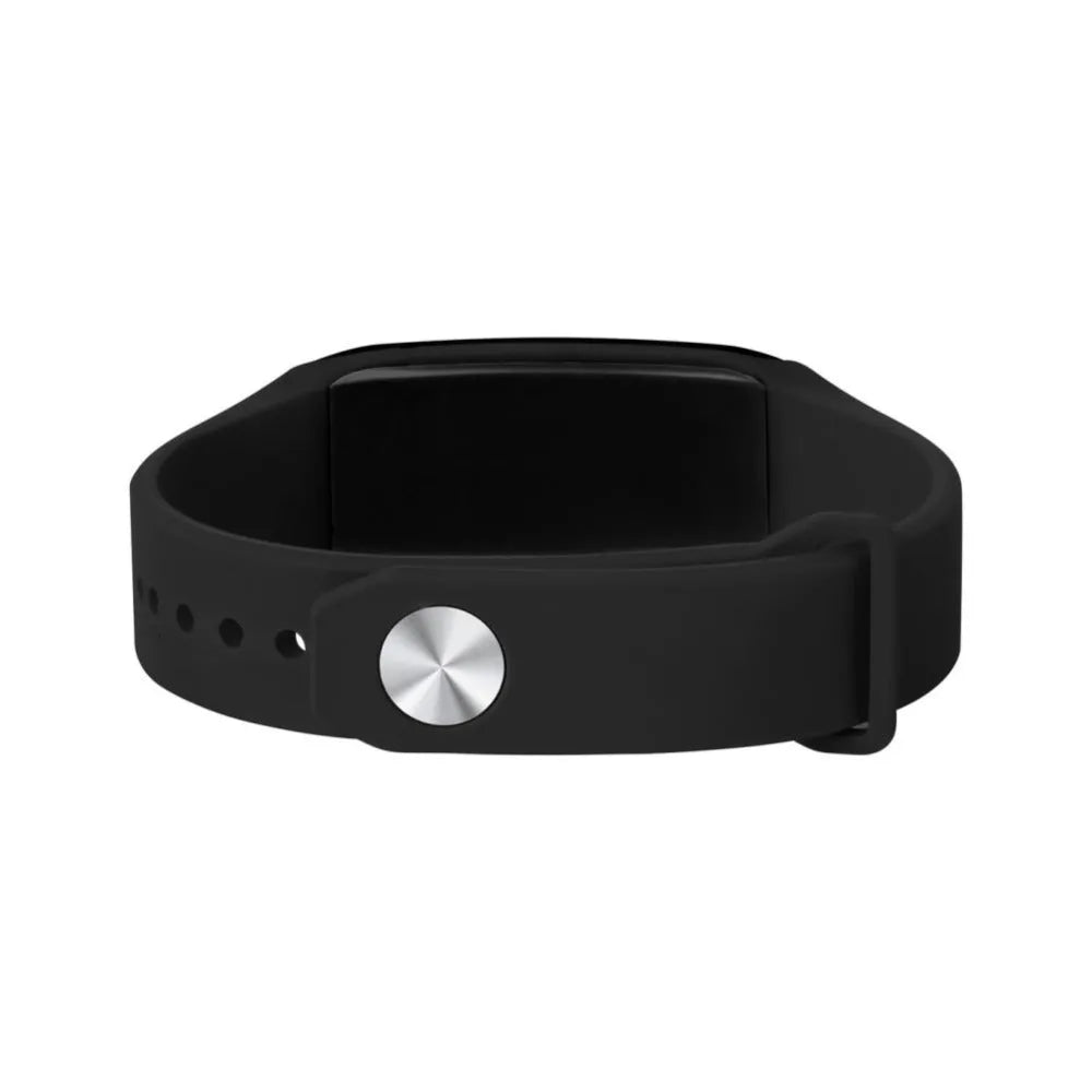 Black EDAL K18 smart wristband camera on a wrist, showing compact dial and silicone strap.