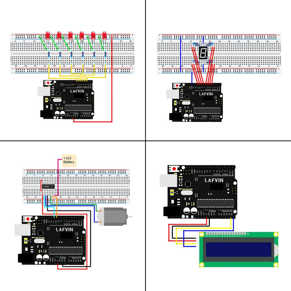 LAFVIN Arduino UNO R3 super starter kit with blue development board and numerous electronic components
