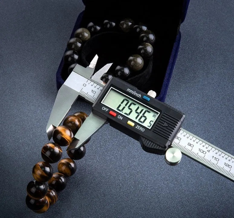 Stainless steel waterproof digital vernier caliper with large LCD display, 0-150mm range, IP54 protection, silver colour