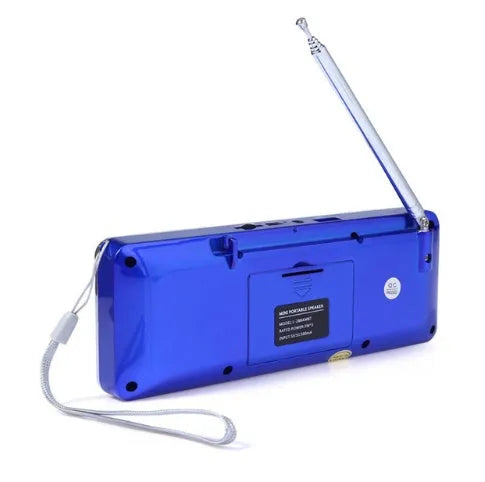 L-288AMBT portable Bluetooth speaker with LCD screen in black, blue, gold, or red colours