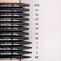 Set of 12 black comic art pens with 9 microtip nib sizes in storage organiser for detailed drawing