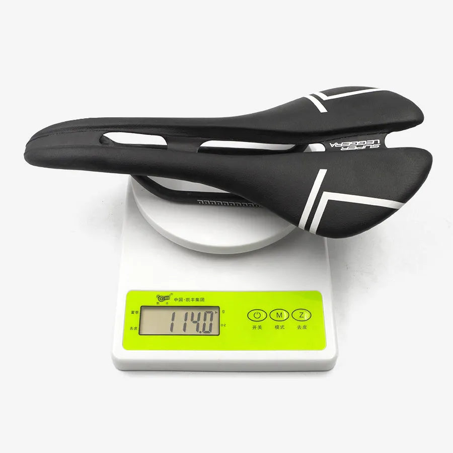 Carbon fibre bicycle saddle 278x130mm approximately 114g with central cutout, Microfeel cover, Black White or White