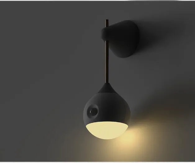 Induction night light with motion sensor, LED spiral shade, 149x61x56mm, Morandi Grey or Nutcracker colour