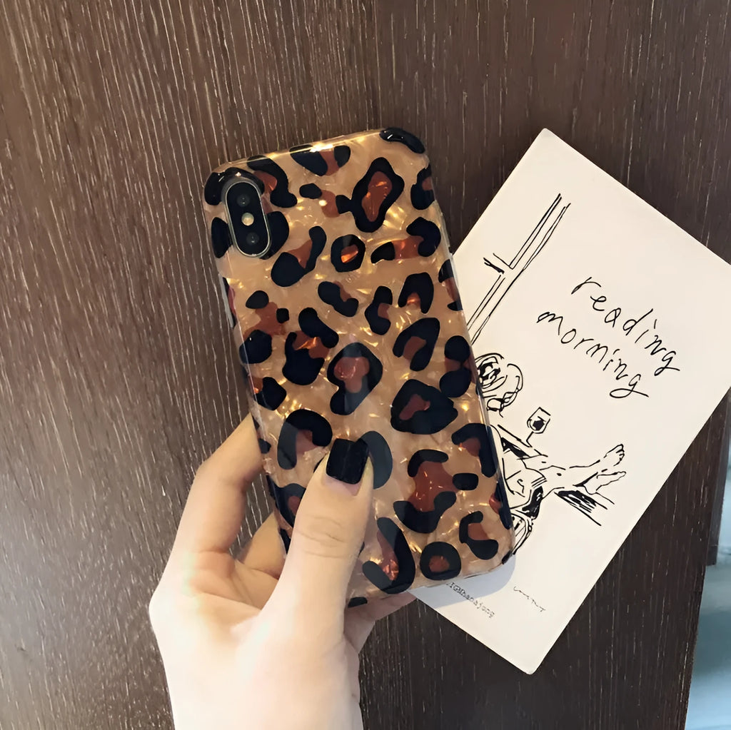 Colourful leopard print silicone and TPU phone case for iPhone models