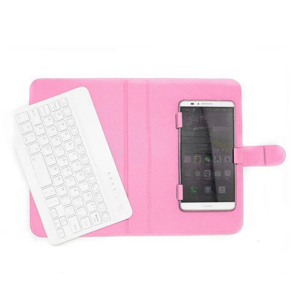 Wireless Bluetooth keyboard case protective cover showing keyboard integrated with mobile device housing