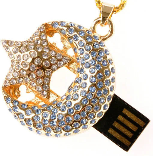 Silver metal Creative USB flash drive with USB 2.0 connector on a white background.
