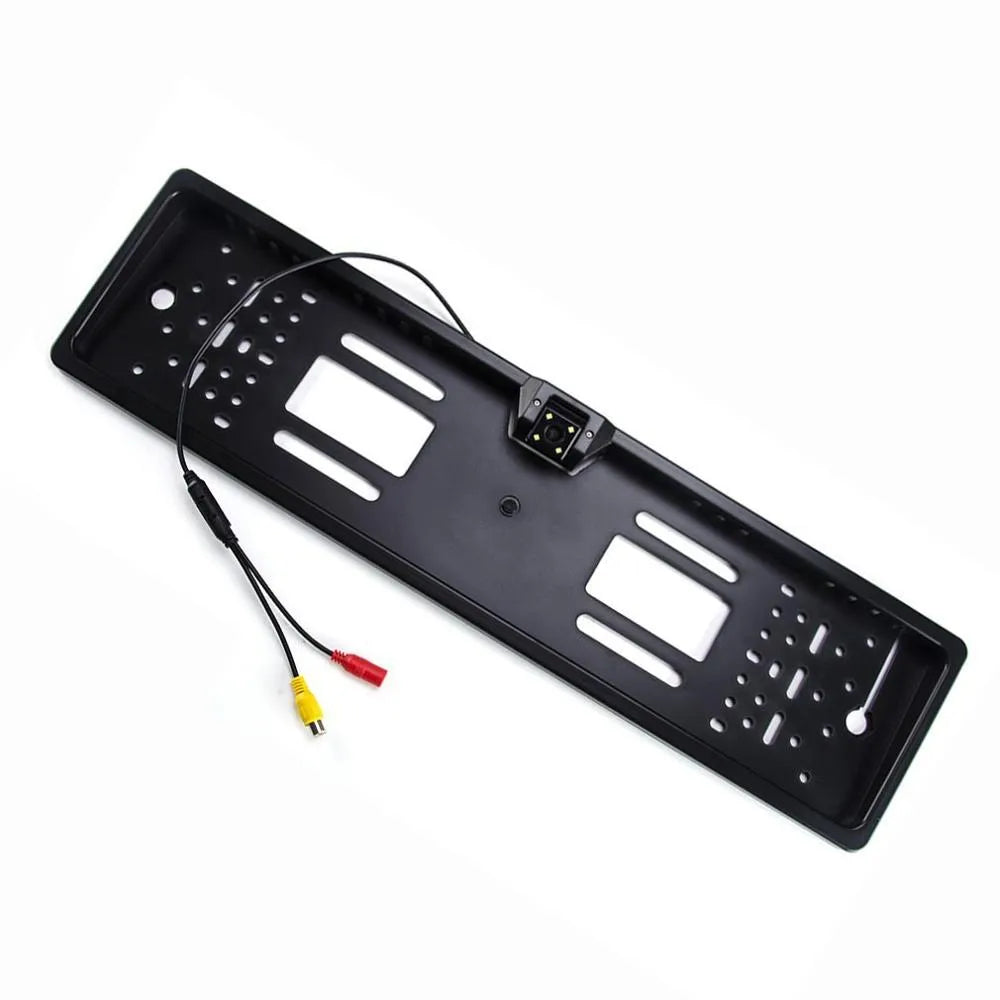 European license plate reversing camera with 4 LED night vision lights in black finish