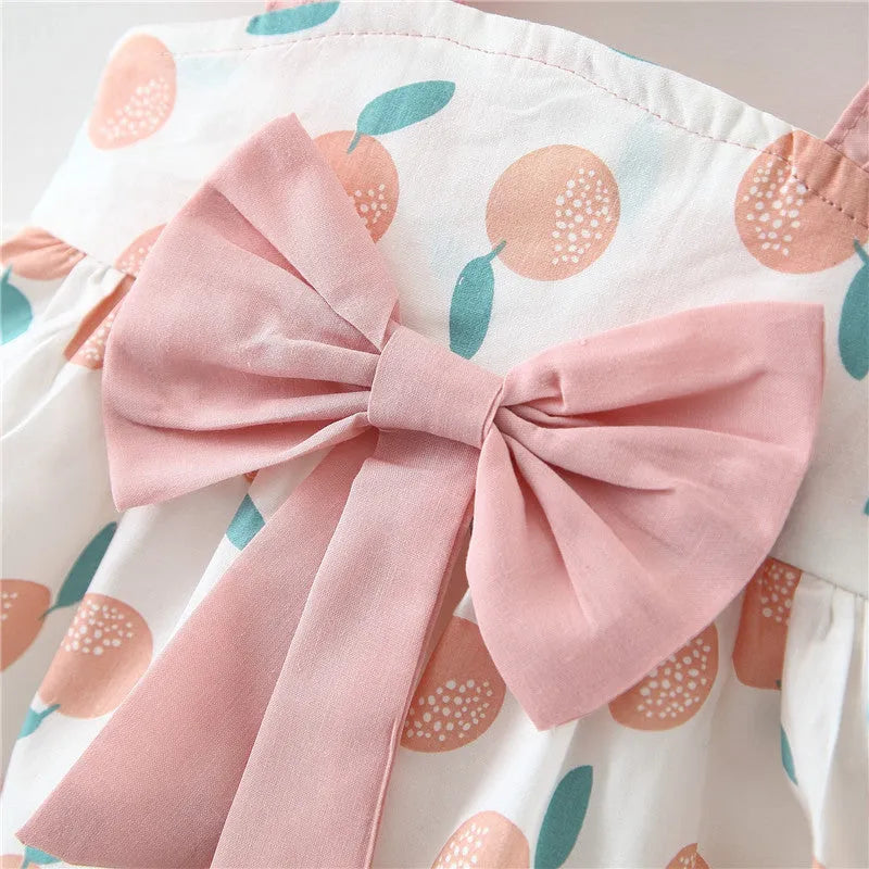 Thin cotton princess dress for baby girls in pink with button fastening