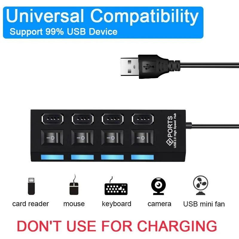 Black and white USB switch HUB for notebook computers with 4-port and 7-port connectivity options