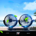 USB car fan dual head dual switch black ABS plastic 124x12x75mm with 1.4m cable
