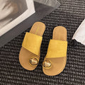 Women's flat bottomed French toe flip flops in solid colour with artificial PU upper and rubber sole