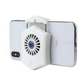 Black and white mobile phone cooling radiator with USB cable for connection to PC or console.