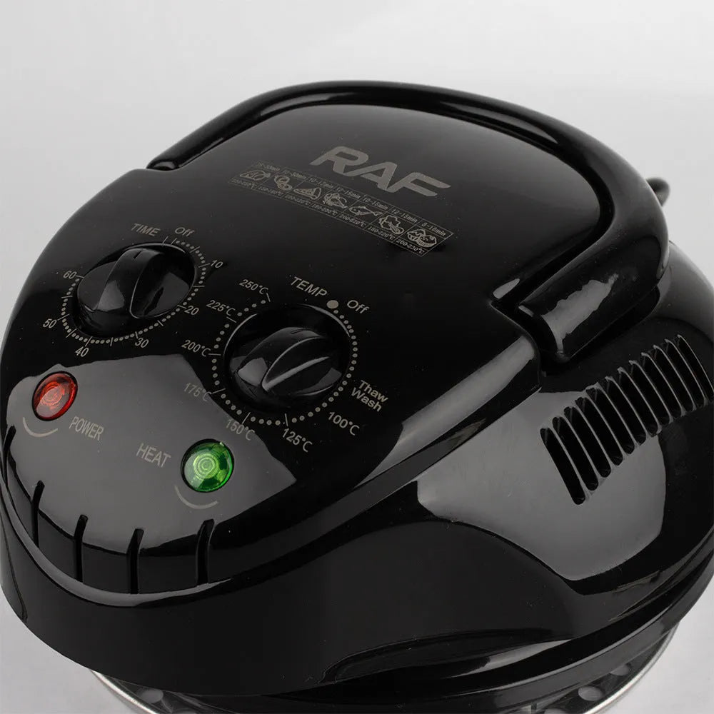 Black multi-functional intelligent visual air fryer with touch control and EU plug