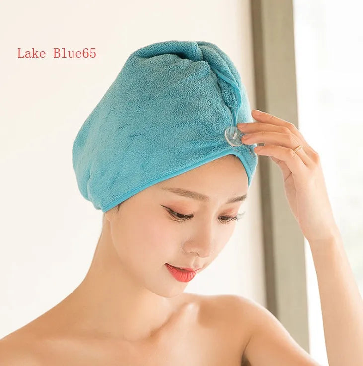 Microfiber hair dryer cap measuring 60cm by 25cm in turban style for damp hair
