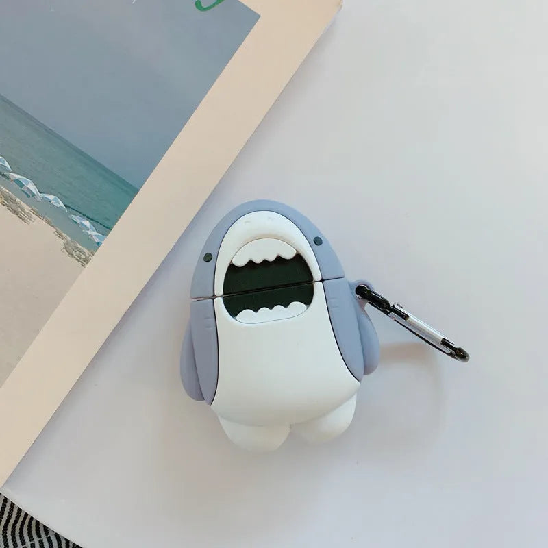 Silicone shark fin covers for AirPods 1 and 2 with personalised female accessory patterns