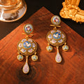 Vintage court style rattle drum ear studs with peace dove design for women