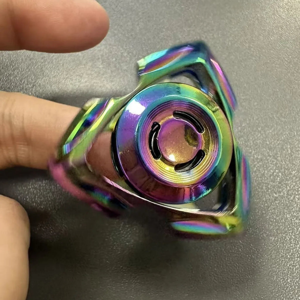 Alloy metal fingertip gyro decompression toy in silver and colourful options