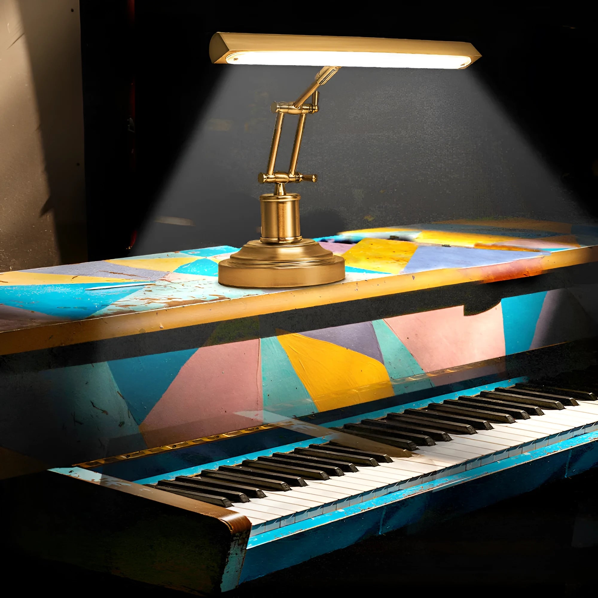 Classical piano practice touch dimming table lamp with metal shade in bronze colour for music spectrum lighting