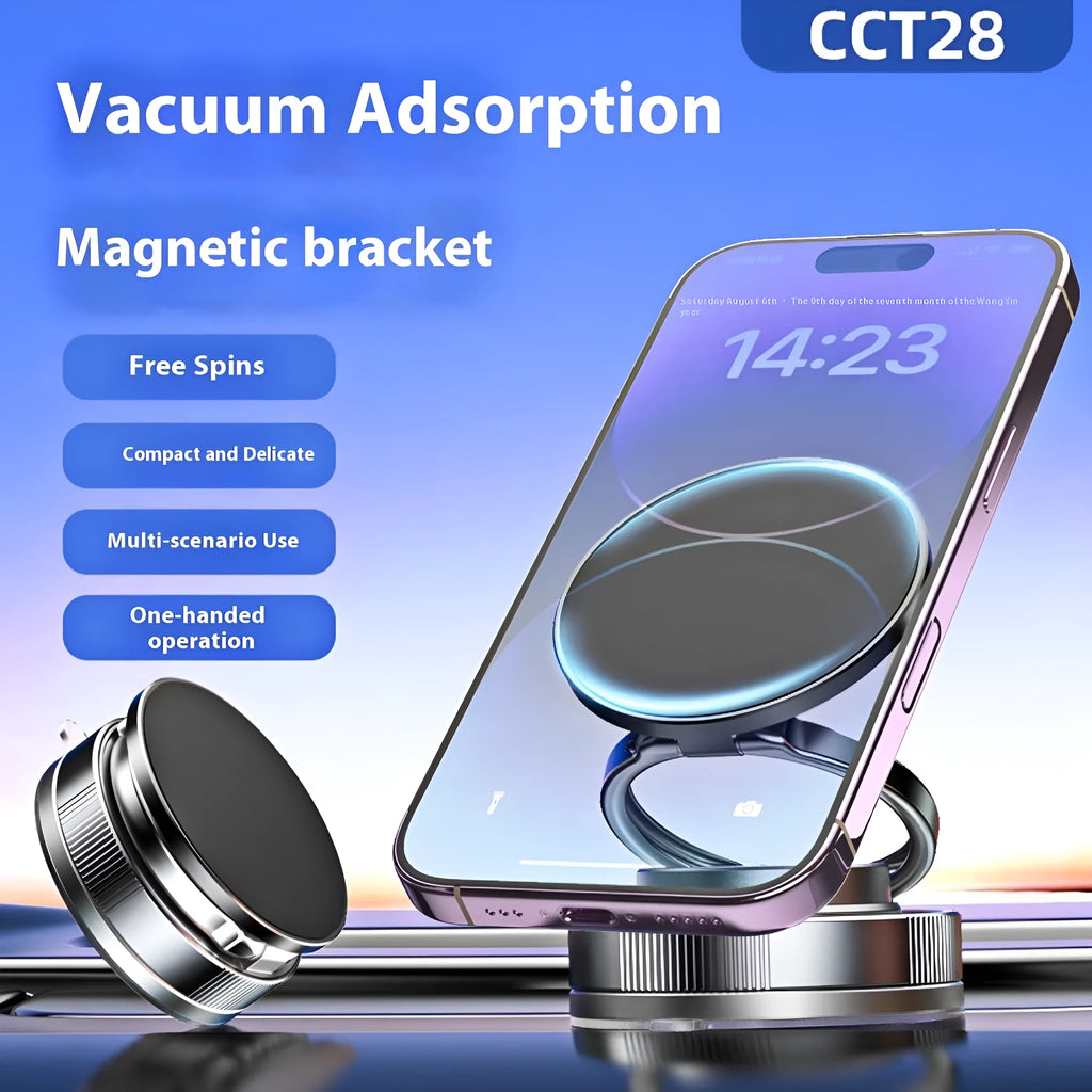 Vacuum adsorption magnetic car phone holder in black or white with N54 magnet and 7.5W charging