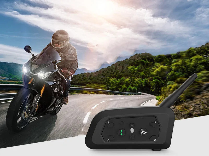 V6 Pro motorcycle helmet Bluetooth intercom unit with mounting clip and accessories