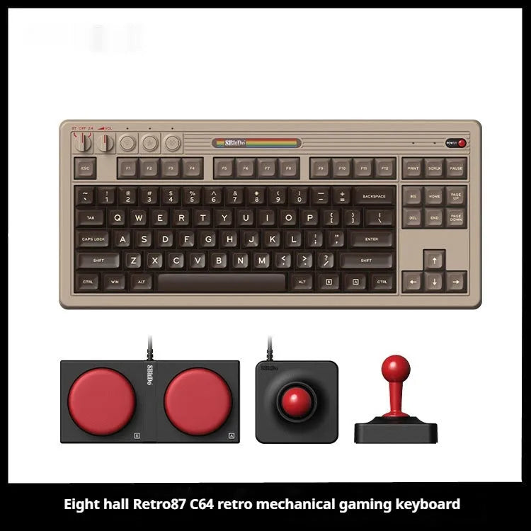 Retro C64-style wireless mechanical gaming keyboard with Bluetooth connectivity