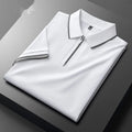 Men's slim fit lapel collar business casual top in cotton blend fabric, shown in multiple colour options.