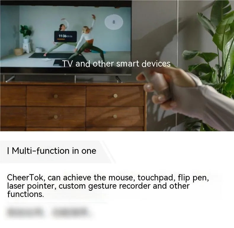 Silver wireless presenter with 1MW laser pen, mobile phone remote control, and mouse function, 10m range