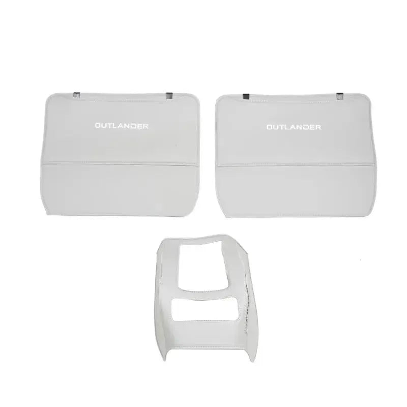 Three leather anti-kick pads for 2023 Outlander seat protection in black, grey or brown colour options