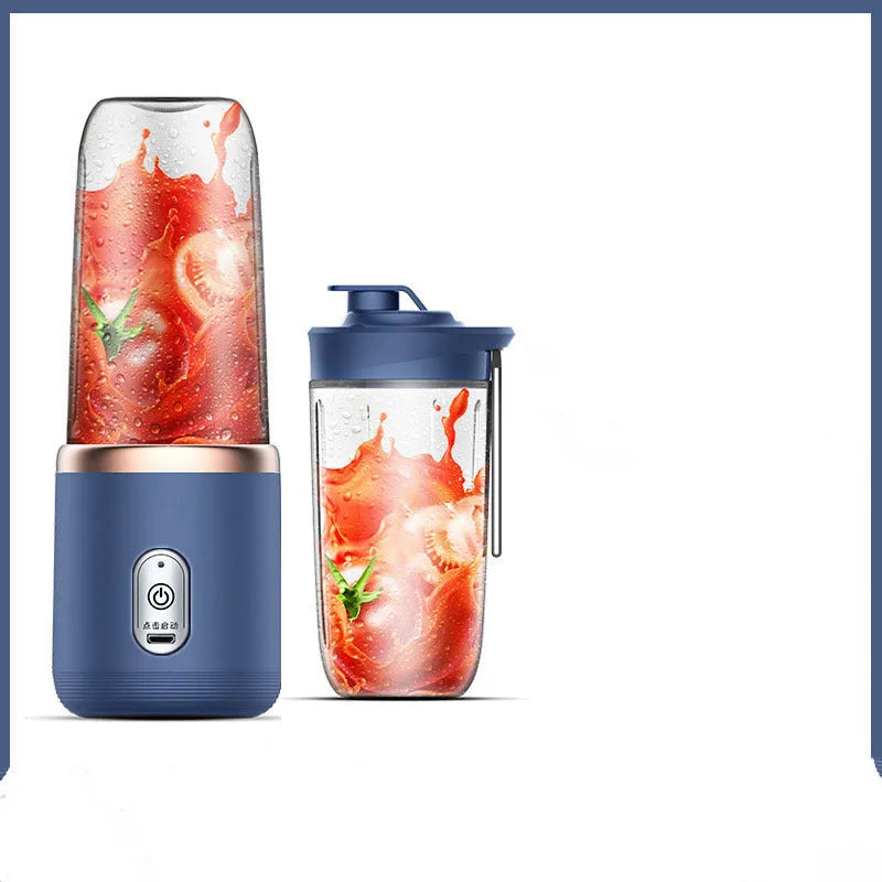 Tunisian dark blue portable USB blender juicer with six blades and plastic body