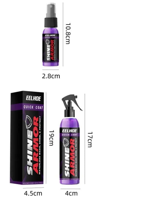Purple liquid car coating spray in a bottle, showing 30ml and 100ml size options.