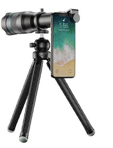 APEXEL black mobile telephoto lens with 36x magnification for smartphone photography