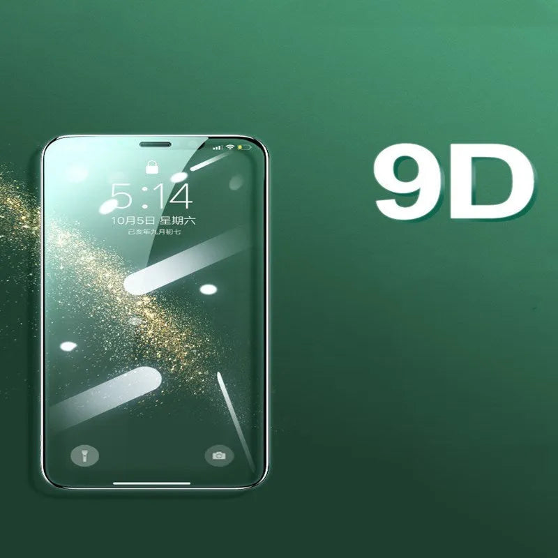 Tempered glass screen protector for iPhone 11, X, XS models with anti-fingerprint coating.